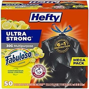 [SnS, AC] $9.94 | 50-Count Hefty Ultra Strong 30 Gallon Trash Bags at Amazon